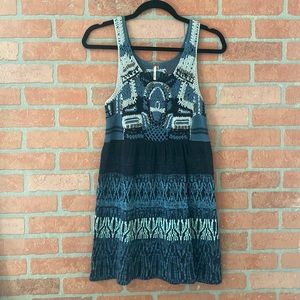 FREE PEOPLE XS• 100% Cotton KNIT DRESS with Hand Beading Details